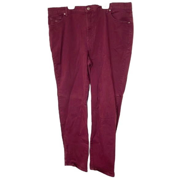 Gloria Vanderbilt Denim - Gloria Vanderbilt Amanda Burgundy Colored Jeans Cotton Stretch Relaxed Fit 18W